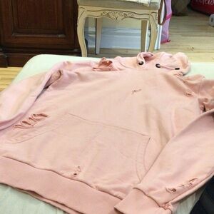 Criminal Damage Pink Distressed Men's Hoodie